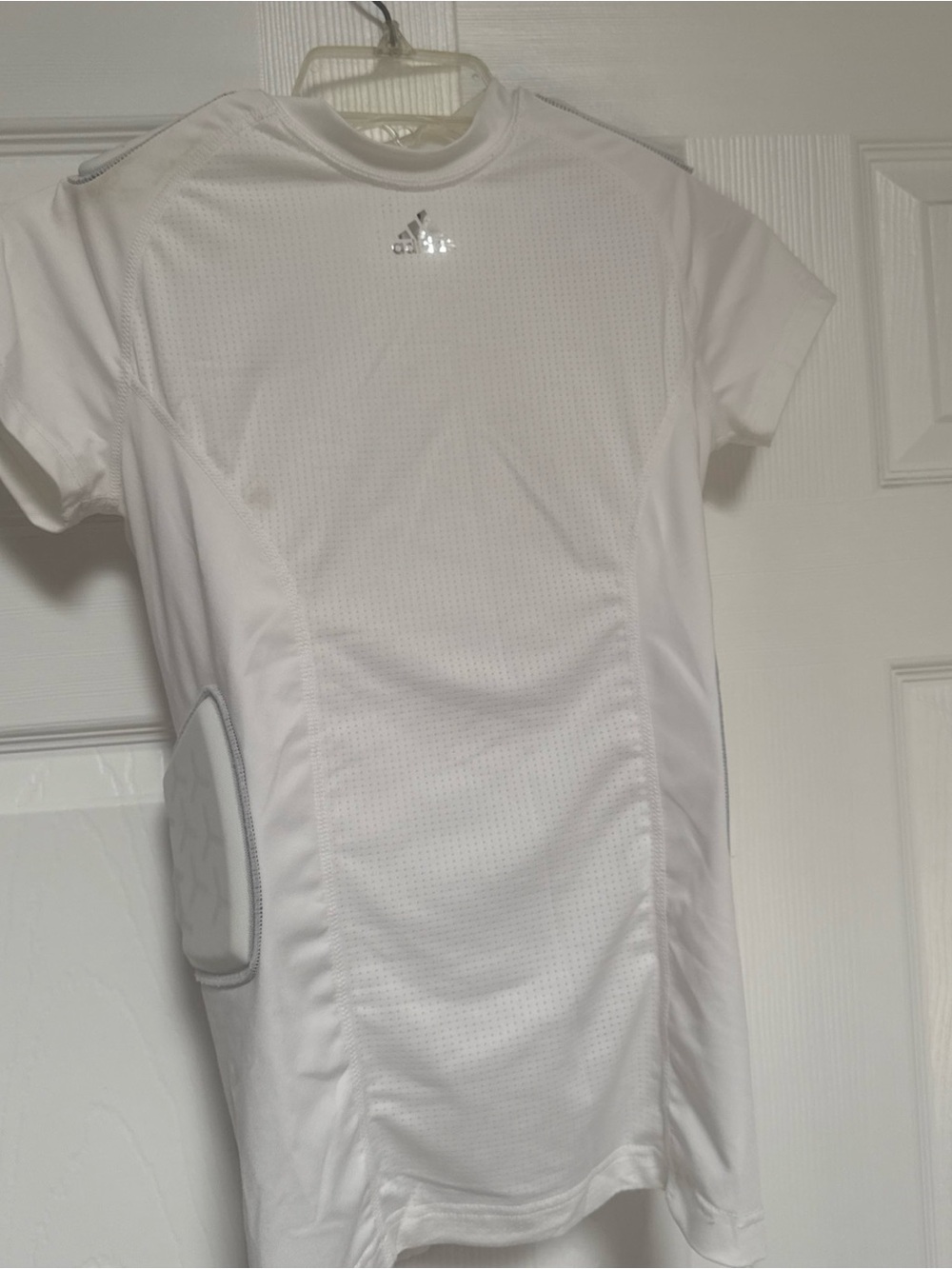 adidas White Performance Tee with Multicolor Logo